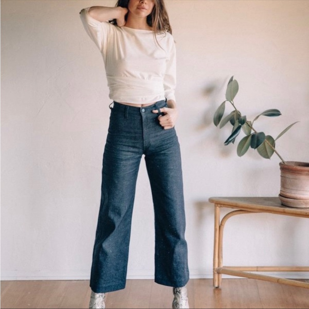 Ozma Raw Denim Wide Leg Jeans